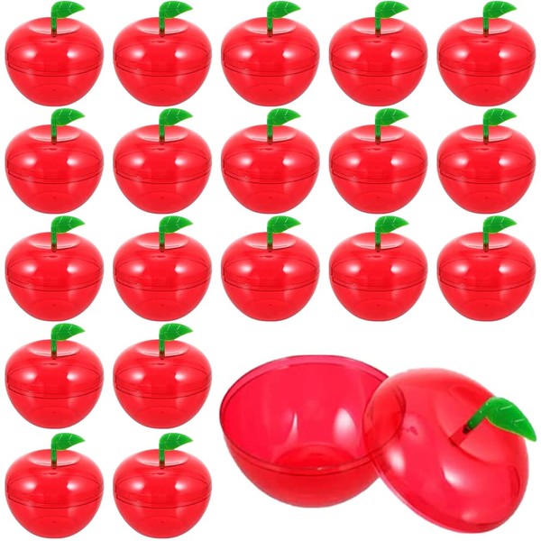 DatingShiny 24 Pcs Red Apple Container Candy Boxes Plastic Bobbing Apples Decorative Fillable Ornaments for Gift Wrap, Xmas Tree Decorations, Wedding Holiday Party Favor  Classroom Teacher Supplies