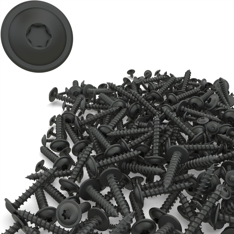 Auprotec Tapping Screws, Flat Head, with Disc, Torx, Black, Galvanised,