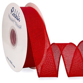 Ribbli Red Burlap Wired Ribbon, 1-1/2‚Äù Inch x Continuous 20 Yard, Red Wired Ribbon for Wreaths,Big Bows,Tree Decoration,Outdoor Decoration