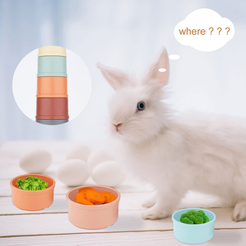 SAVITA Pack of 8 Stacking Cups for Rabbits, Multicoloured Rabbit