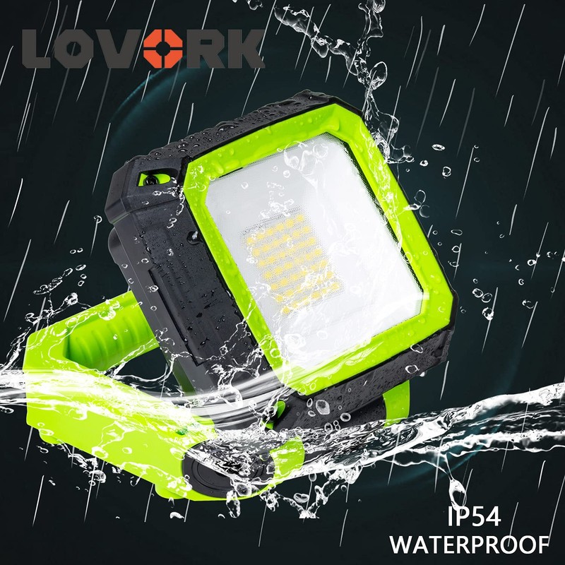 LOVORK 2 Pack Rechargeable Work Light Clamp Rotating Flood Light,