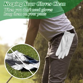 Golf Glove Holder Gloves Case - Stainless Steel Hook with Storage Bag Golf Accessory for Men and Women Portable Golf Glove Clip Golfer Gift for Birthday and Christmas