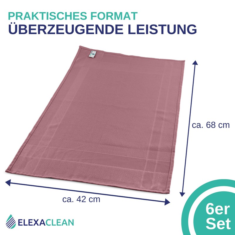 ELEXACLEAN Microfibre Tea Towels (Set of 6, 68 x 42