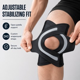 Adjustable Knee Brace for Sports Support – Open-Patella Wrap with Side Stabilizers for Running, Gym & Daily Activity