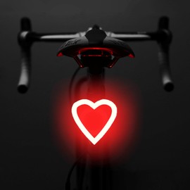 AaiLucky Bike Tail Light Rechargeable LED Bicycle Rear Light for Night Riding, Girls Bright Heart Shaped Bike Taillight, Cycling Warning Tail Light for Adults Kids Women, 5 Modes