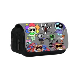 Zipped Pencil Case Pouch, Dandy's Zipped Pencil Case Large Capacity Cosmetic Bag Double Zippers Pen Bag Portable Dandy's Pencil Case Gifts for School Student Girls Boys and Adults, Black, Pencil Case