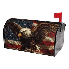 Mailbox Covers Magnetic Standard Size,18"x21" American Eagle with Flag Spring Summer Magnetic Mailbox Covers for Holiday Outside Yard Decor