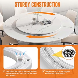 Pisman Heavy Duty 8"/202mm Aluminium Alloy Turntable Bearing-Extra Thick Lazy Susan Swivel Turntable for Dining Table,360° Smooth Rotation, Max Load 500lbs-Rustproof&Non-Slip Base for Round Tables