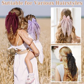 Hair Bows for Women,Big Silky Stain Hair Ribbon Hair Bow Clips With Long Tail,French Barrettes for Girls Accessories,Pink