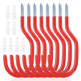 Pack of 8 Bicycle Hooks, Wall Hooks, Garage Hooks, Bicycle Holder, Screw Hooks, Large, Ceiling Wall Mount, Heavy Duty Hooks, Wall Hooks for Screwing with Coating for Garage, Garden, Tool, Ladder Hook