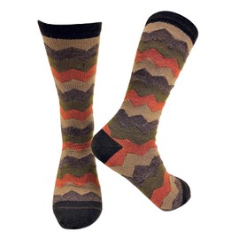 Tey-Art Alpaca Wool Designer Novelty Crew socks are Cozy, Warm & Colorful - Mountain Stripe (US, Alpha, Large, Large, Regular, Regular, Brown)