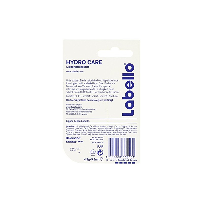 Labello Bálsamo labial Hydro Care - Paquete de 3 por