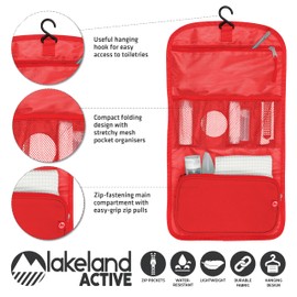 Lakeland Active Eskdale Fold Out Hanging Travel Toiletry Bag for Men & Women - Red