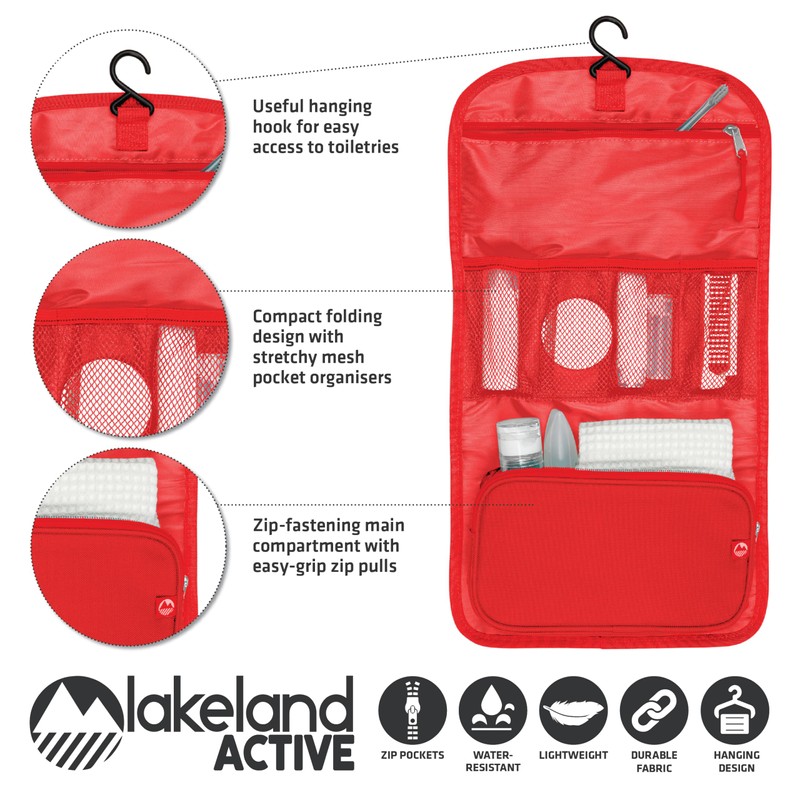 Lakeland Active Eskdale Fold Out Hanging Travel Toiletry Bag for