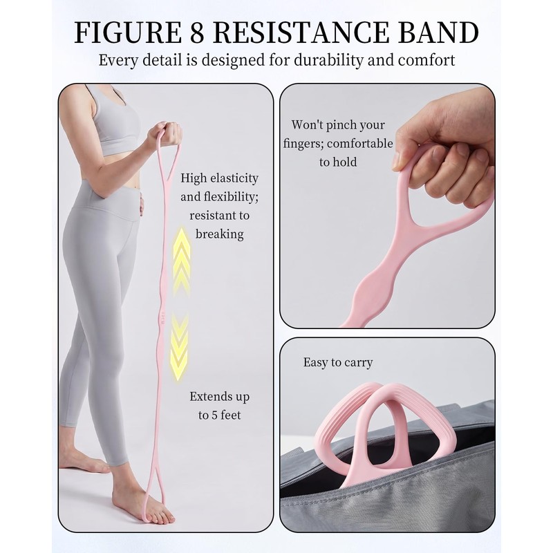 DAWZMR 2 PCS Figure 8 Resistance Bands for Women, 15