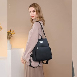 FANDARE Women Backpack Anti-Theft Handbag Girls School Shoulder Bag Casual Daypacks Lightweight Rucksack for Outdoor Travel School Campus Shopping Waterproof Nylon Black