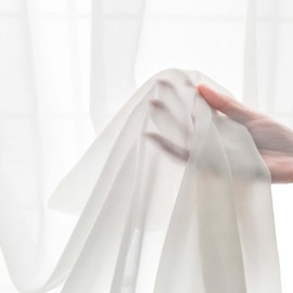 moonfarm 75D Soft Chiffon Fabric, White, 3.3 - 39.8 ft (1 - 10 m) x Width 3.9 ft (1.5 m), Plain, Handicraft Fabric, Thin (3.3 ft (1 m)