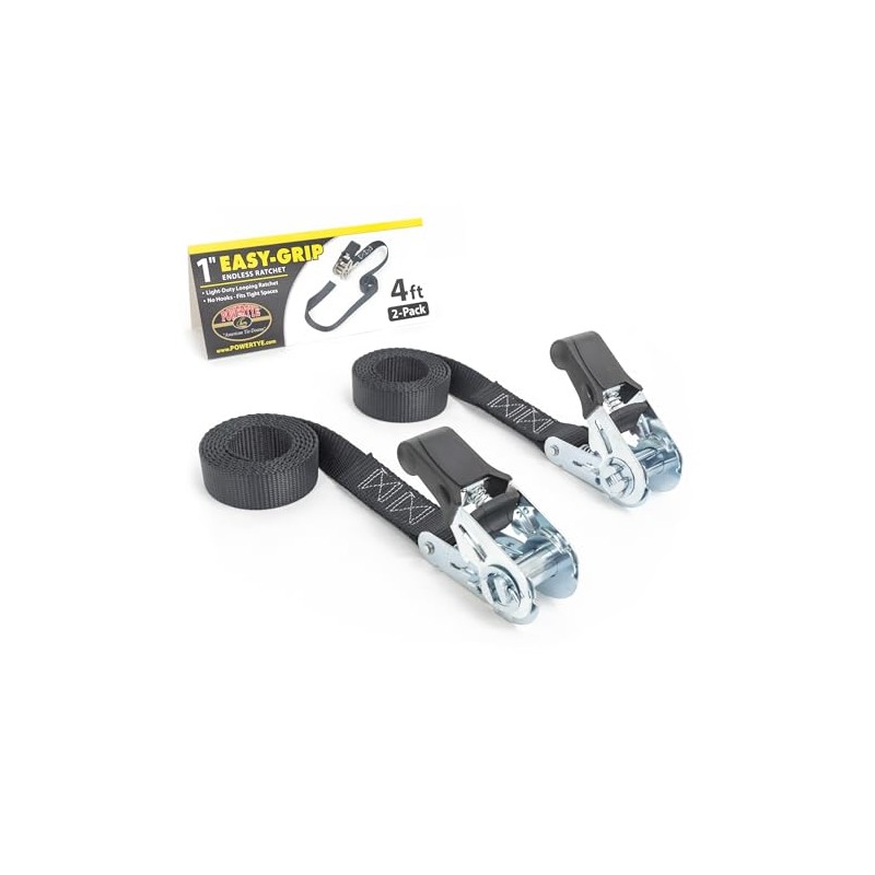 PowerTye - Endless Ratchet Strap - Easy Grip (Hookless), Black