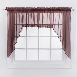 Stylemaster Elegance Sheer Voile, 56" X 38" | Swag, Chocolate