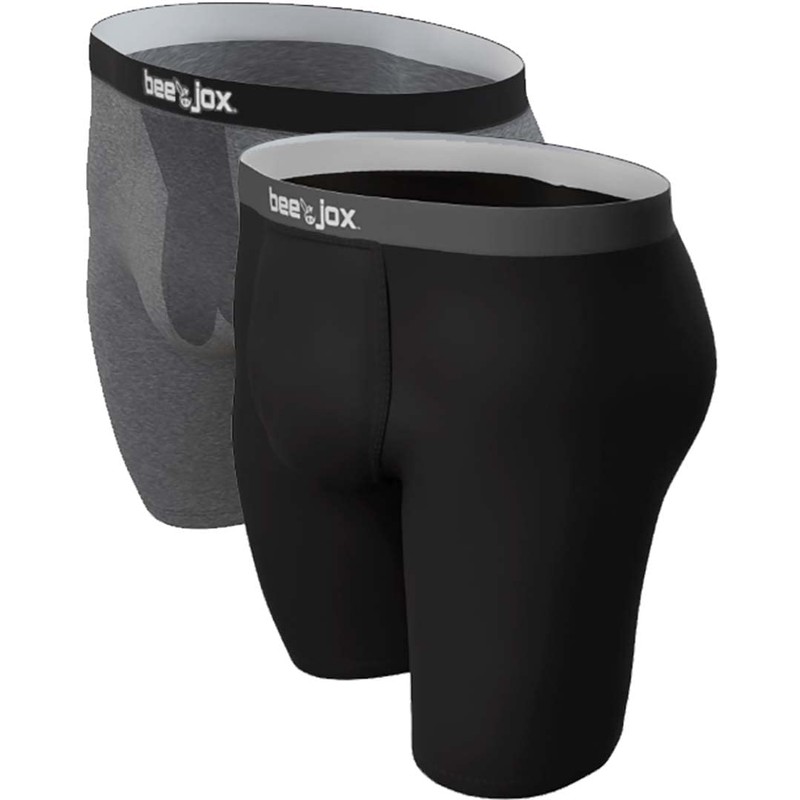 BeeJox XX-Large, With Pocket, Vasectomy Underwear, 2-pk Gray/Black