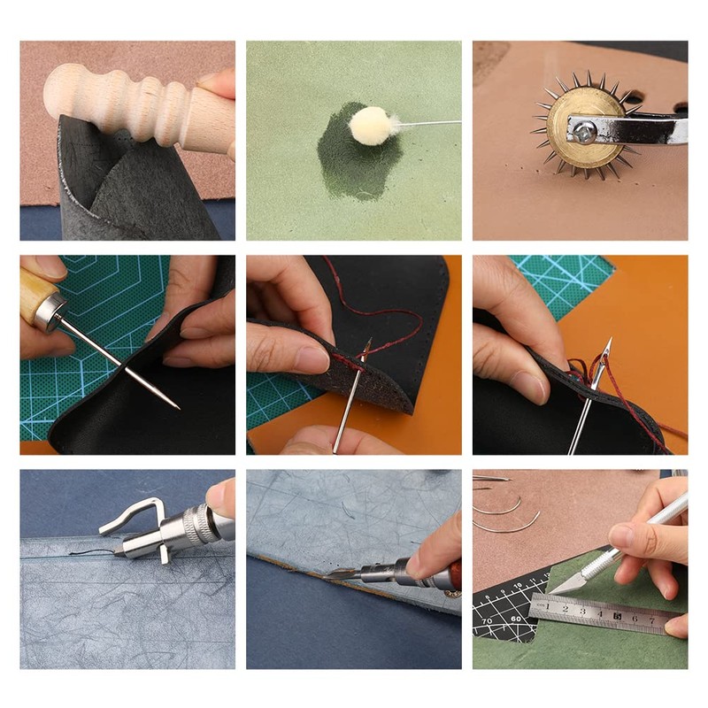 BUTUZE Leather Working Tools, Practical Leather Craft Kit with Waxed