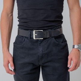 BELTINGER Jeans Belt with Roller Buckle Made of Full Cowhide Leather 4 cm | High-Quality Leather Belt for Men 40 mm | Men's Belt Made in Italy, Brown, silver