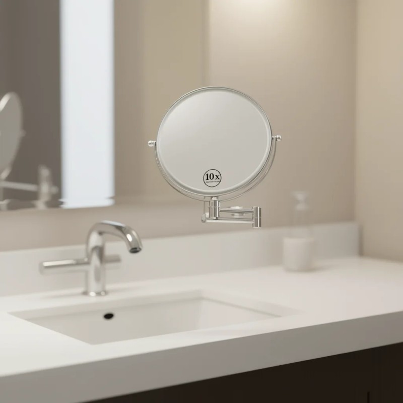Wall Mounted Metal Frame Makeup Mirror 8 Inch 1X Magnification