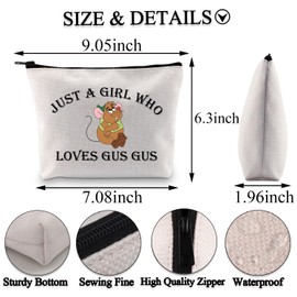BDPWSS Gus Gus Gifts Cinderella Inspired Makeup Bag Gus Cinderella Gifts Just a Girl Who Loves Gus Gus Travel Toiletry Bag (Who loves ggus bag)