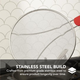 Alpha Living 60134ST Set of 3 Splatter Screens – 13", 11.5", and 9.5" Stainless Steel Fine Mesh, Comfort Grip Handles – Grease & Oil Guard for Frying Pans, Boiling Pots, Safe Cooking Lid Set of 3