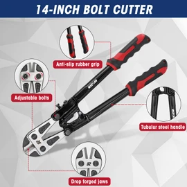 RIZOM 3-Piece Bolt Cutter Pliers Set, 14" Heavy Duty Bolt Cutter, 8" Mini Bolt Cutter, 8" Wire Cable Cutter with Carrying Bag, Cr-V Blade for Cutting Locks, Steel Wire, Barbed Wire, Chains