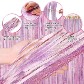 Pink Curtains for Pink Party Decorations, 3 Pack 3.3ft x 8.3ft Pink Streamers for Birthday Girl Princess Bachelorette Euphoria Theme Party Decorations, Pink Backdrop Photo Booth Props Party Supplies