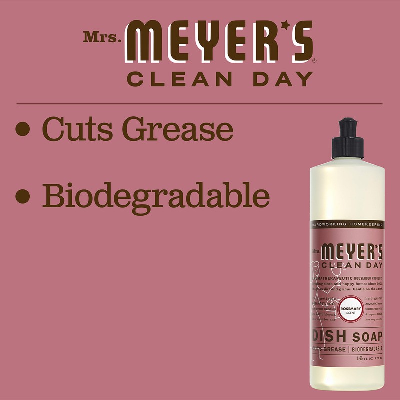 Mrs. Meyer's Clean Day Liquid Dish Soap, Rosemary, 16 Ounce