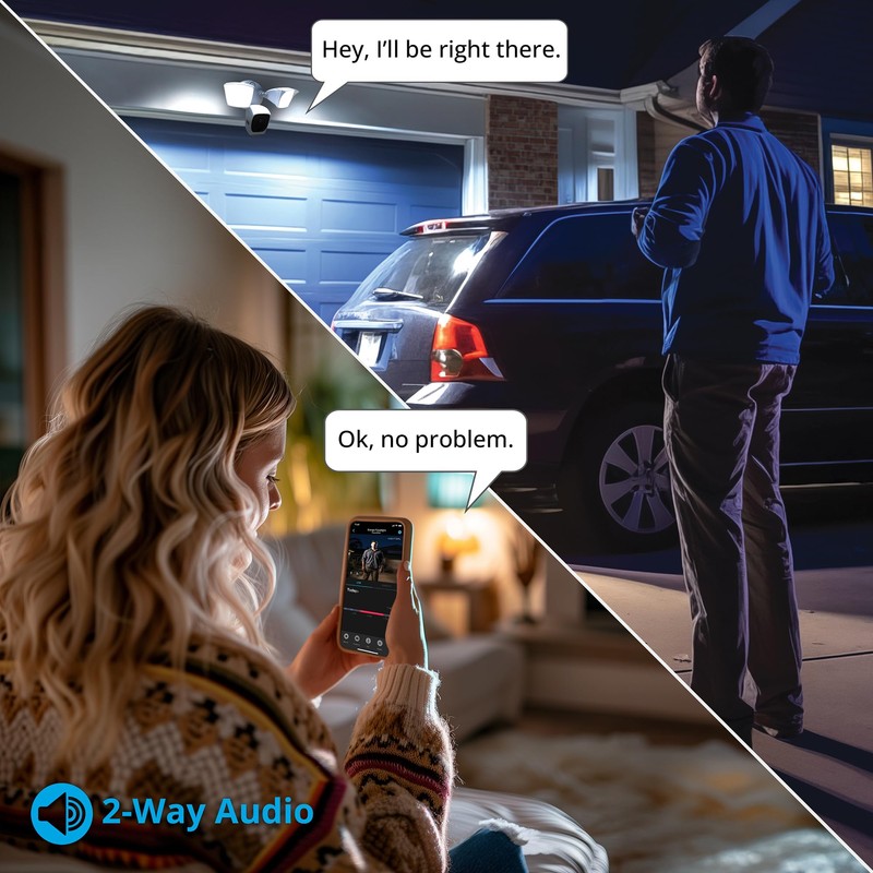 Night Owl Outdoor Floodlight Deterrence Camera with 2-Way Audio and