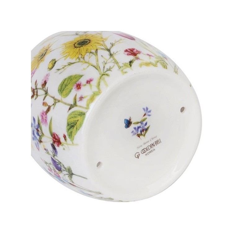 Wildflower Pleated Water Basin (Large) + Ceramic Teaspoon/Fork 9 Pieces
