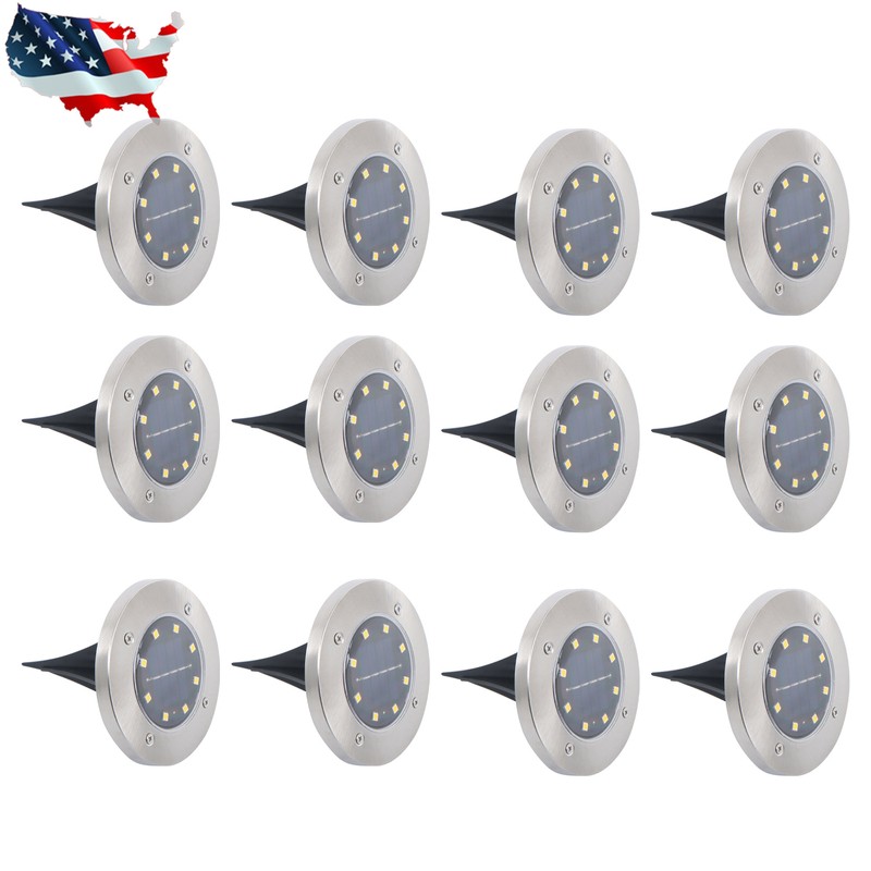Gurdtopo 12 Pack Waterproof Warm Solar In Ground Lights Outdoor