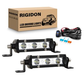 RIGIDON 2PCS 15W LED Light Bar with Wiring Harness kit,4Inch Slim Single Row Light Bar Spotlight Waterproof LED Work Light for Truck Boat Car ATV UTV SUV
