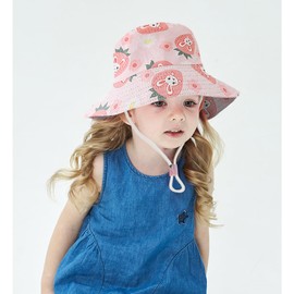 Malaxlx Toddler Bucket Sun Hat Strawberry Rabbit Pink Summer Outdoor Sun Protection Kids Beach Hat for 2-4 Years Old Boys Girls