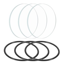 PATIKIL 1.4" Dia LED Lens, 3 Set Polished Edge Flashlight Replacement Parts Glass Lens with Silicone Ring for Light Source Lens Replacement, Transparent