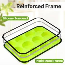 CAKETIME Silicone Muffin Pan for Baking, Metal Reinforced Frame Silicone Cupcake Pan Regular Size Muffin Tins Nonstick 12 Cups Easy to Move 2 Pack