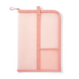 Muji 84444647 Nylon Mesh Vertical Document Case with Dividers for A4 Size, Pink