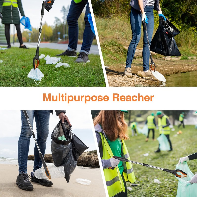 2-Pack Extra Long Grabber Reacher, 32" Foldable Trash Picker Grabber