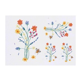 4 x 'Wild Flowers And A Bee' Temporary Tattoos - Water Resistant, Skin-Safe, Non-Toxic Transfers, Mixed Sizes (TO00074384)