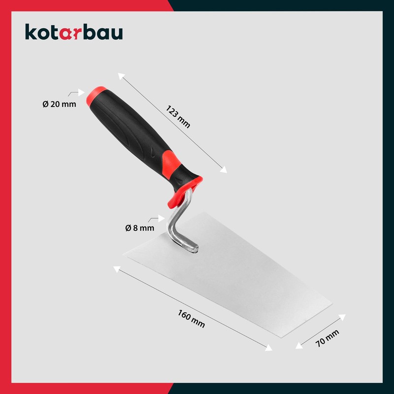 KOTARBAU® Stainless Steel Trapezoidal Trowel 160 mm x 70 mm