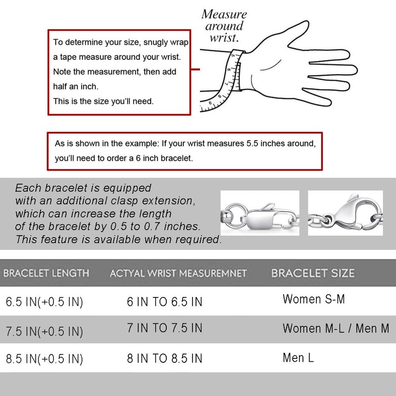 5 Pcs Chain Bracelets for Men Women - Sturdy Stainless