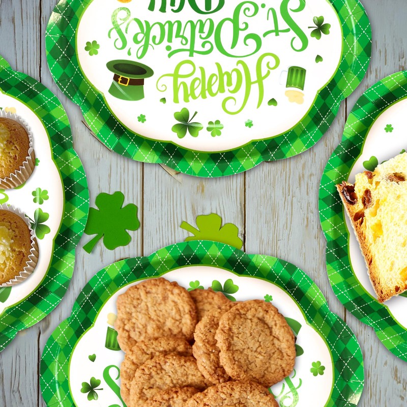 Fancy Land 30 Pcs St Patrick’s day Oval Paper Plates