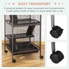 PawHut Metal Small Animal Cage, 4-Tiers Rolling Big Ferret Cage