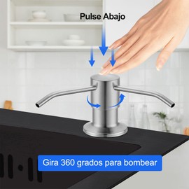Dispensador De Jabón Para Fregadero, Jabonera Cocina Tarja, Despachador De Jabón Incorporado, Con Tubo De Extensión 39.37, Sin Necesidad De Rellenado Frecuente, Apto Para Todo Tipo De Jabones (Plata)