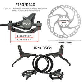 CYSKY MTB Hydraulic Disc Brakes Front Rear Brakes Caliper 160 mm Rotor Brake Kit Hydraulic Disc Brakes Set with Cable for Mountain Road Bike