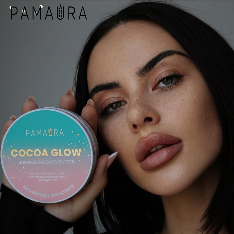 PAMAURA Cocoa Glow Shimmering Body Butter with 100% Natural Ingredients