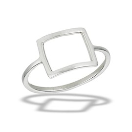 Modern Geometric Open Square Ring New .925 Sterling Silver Band Size 8